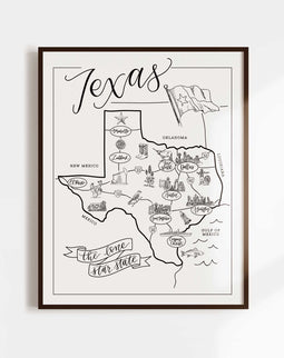 Texas State Illustrated Map